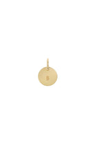 A 10mm personalised initial pendant with a single letter within a round pendant. This pendant has Gold Vermeil plating.