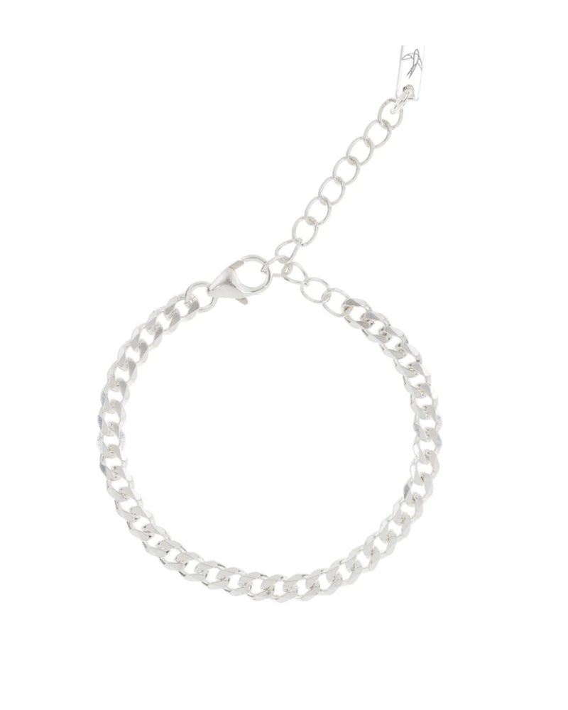 A polished silver anklet featuring a delicate chain design, displayed on a white background to highlight its craftsmanship.