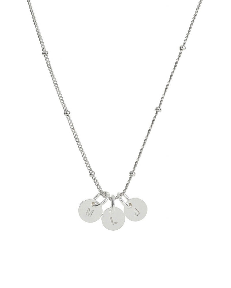 Petite Personalised necklace with solid sterling silver petite initial pendants on a ball chain necklace