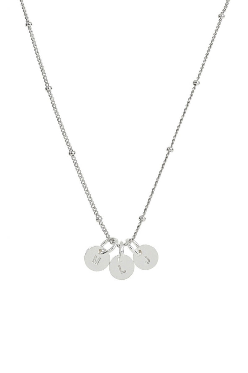 Petite Personalised necklace with solid sterling silver petite initial pendants on a ball chain necklace