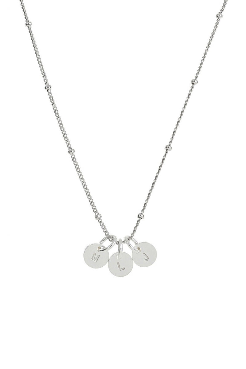 Petite Personalised necklace with solid sterling silver petite initial pendants on a ball chain necklace