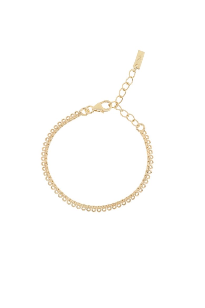 A fine gold Lace Chain Anklet with elegant lace-like detailing and a lobster clasp closure, captured on a white background for a refined look.
