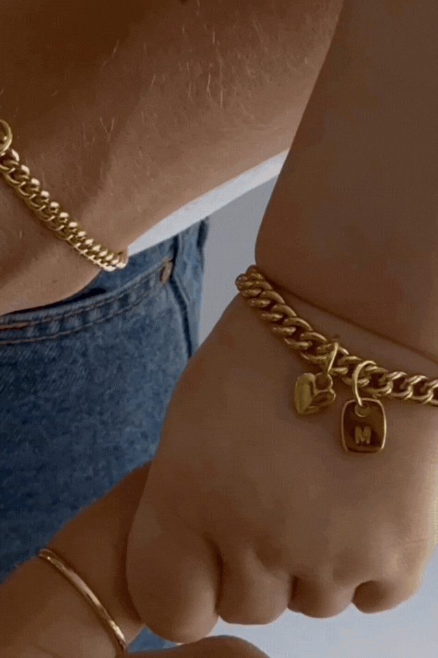 Bluebird Co's sweetheart cuban link necklace with mum and daughter matching.