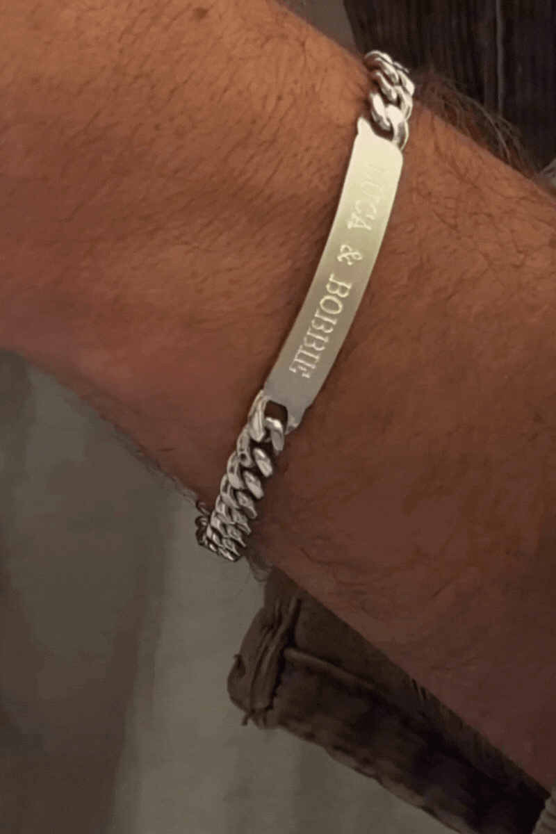 Mens engraved ID bracelet bluebird co