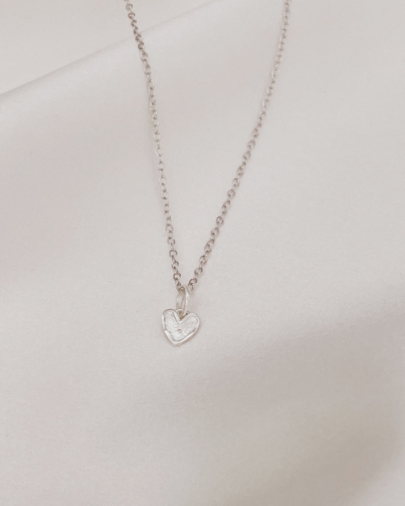 Silver Petite Darling Necklace with small heart pendant on fine chain