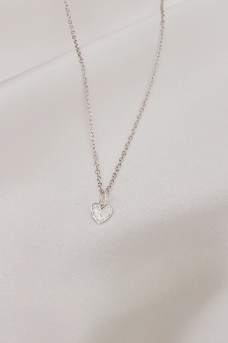 Silver Petite Darling Necklace with small heart pendant on fine chain