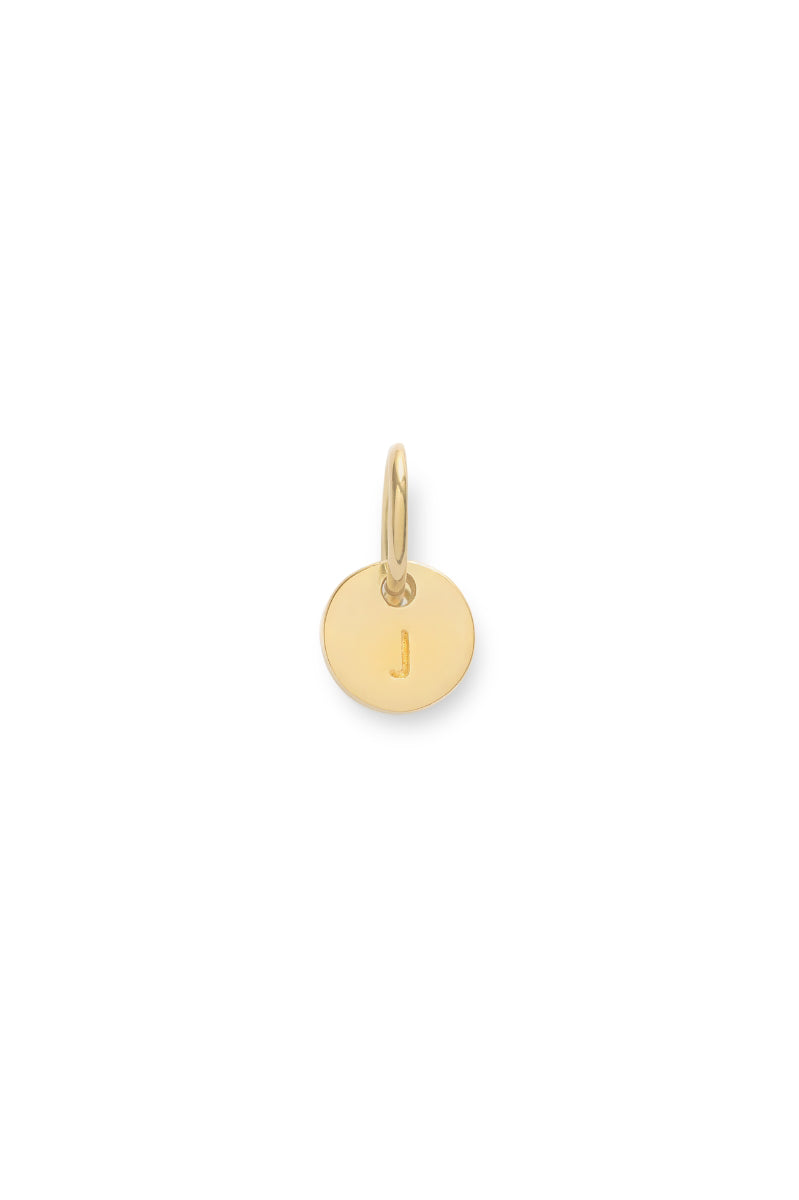 A classic round Petite Gold Vermeil Initial Pendant from Bluebird Jewellery, personalised with your chosen letter and designed to be worn elegantly on any necklace, bracelet, or anklet chain.