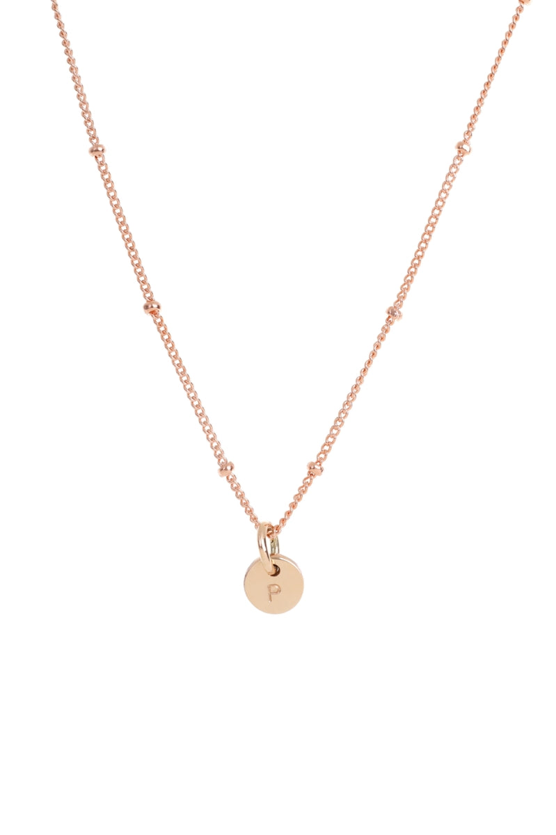 Rose Gold Ball chain necklace with a solid 9ct rose gold Petite Initial Pendant