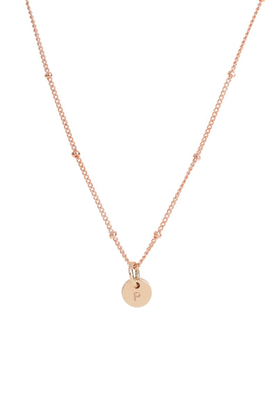 Rose Gold Ball chain necklace with a solid 9ct rose gold Petite Initial Pendant