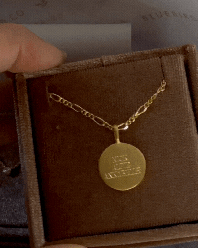 3 names engraved on Bluebird's gold signature necklace
