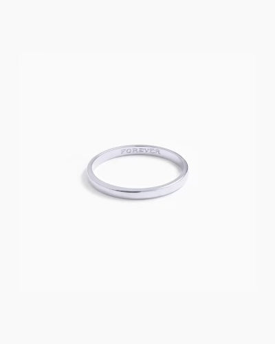 A simple, sleek solid 925 sterling silver ring with a 2mm width band, shown against a white background.