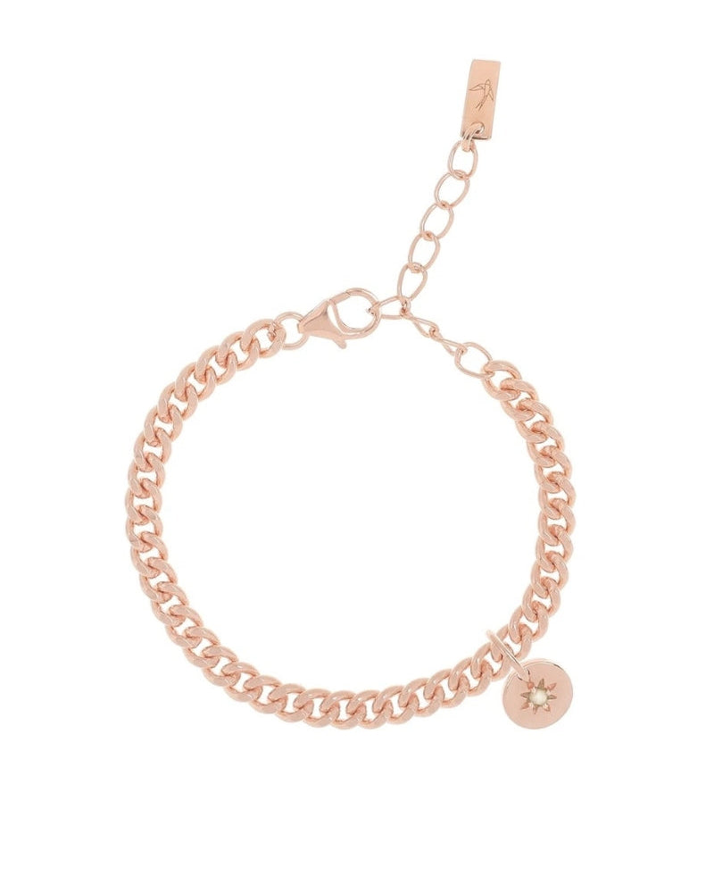 A simple and elegant Cuban Link Chain with a single vintage pearl pendant, designed as a timeless keepsake by Bluebird Jewellery.