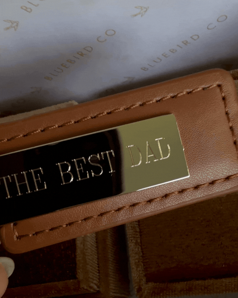 ngraving details on a brown keyring father's day gift