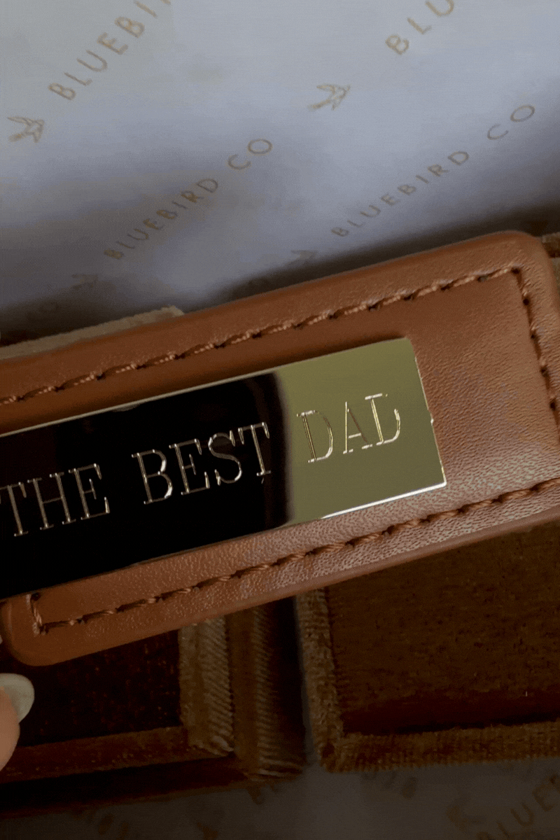 ngraving details on a brown keyring father's day gift