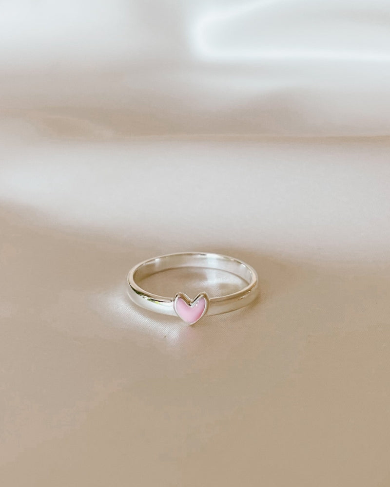 Darling Ring Silver showcasing heart detail, dainty personalised jewellery