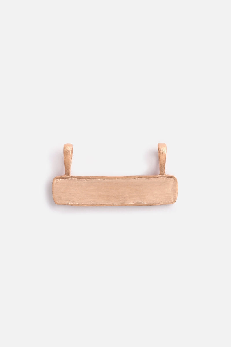 Signature Bar Necklace pendant in solid rose gold. Front view of blank bar ready for custom engraving.
