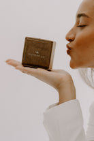 Velvet Bluebird Co jewellery box, perfect for gifting the signature bar necklace in gold. Elegant presentation box.