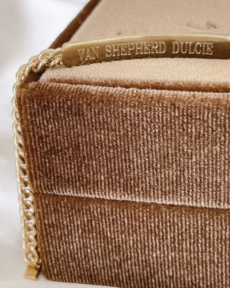 Engraved gold bracelet on velvet box, meaningful personalised keepsake jewellery gift by Bluebird Co