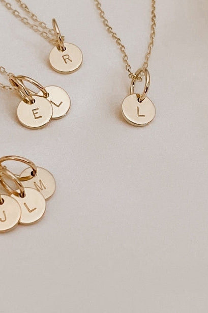 Solid 14ct Necklace chains each with solid 9ct gold Initial Pendants