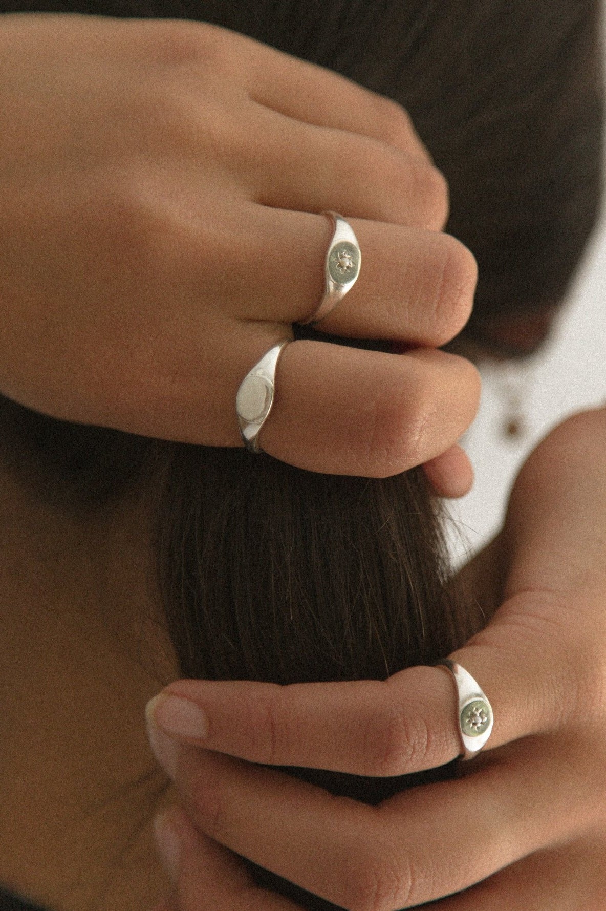 A signet ring is worn on a pointer finger and is a timeless and elegant ring with the option for personalised engraving.