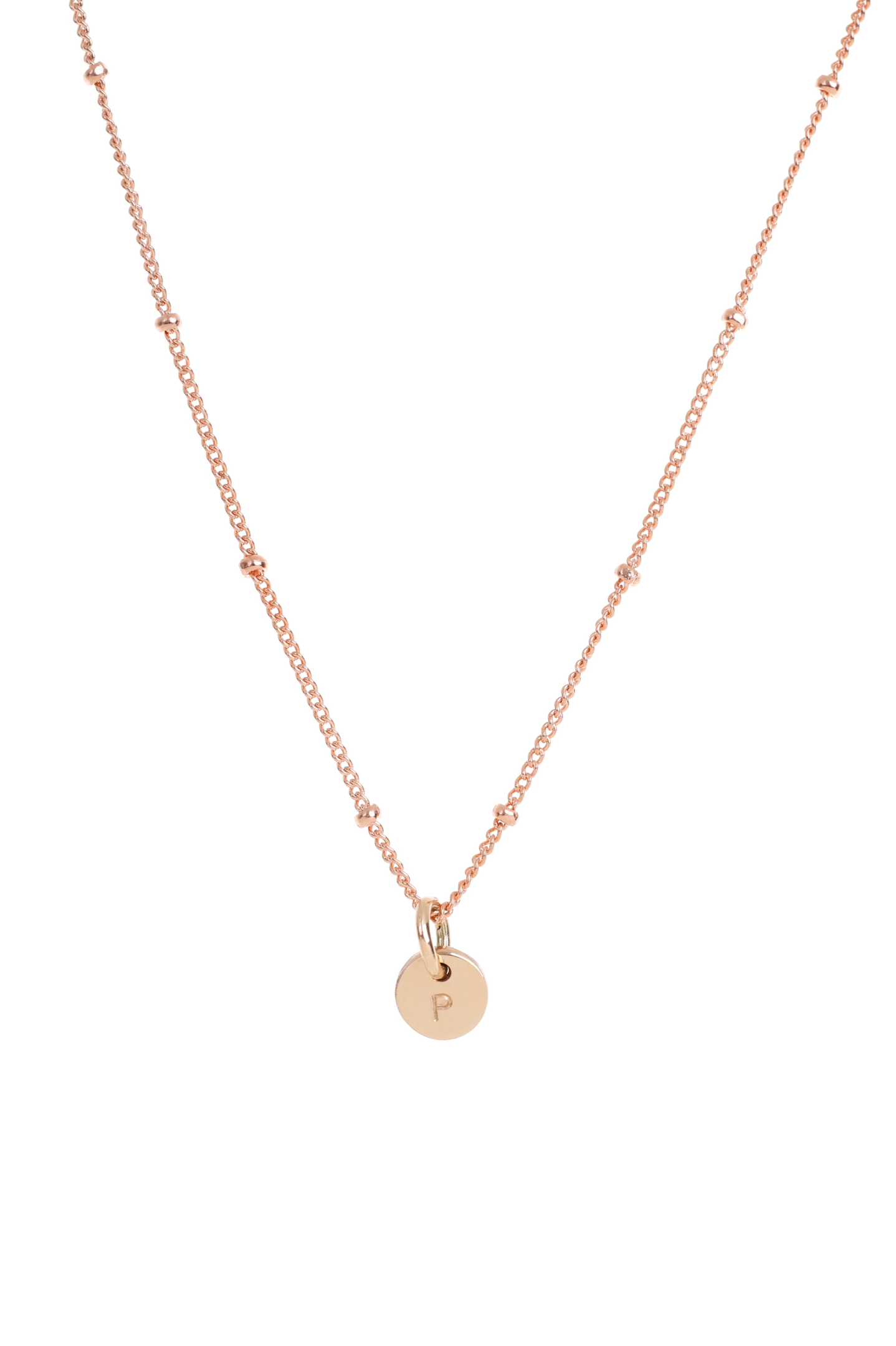 Rose Gold Ball chain necklace with a solid 9ct rose gold Petite Initial Pendant