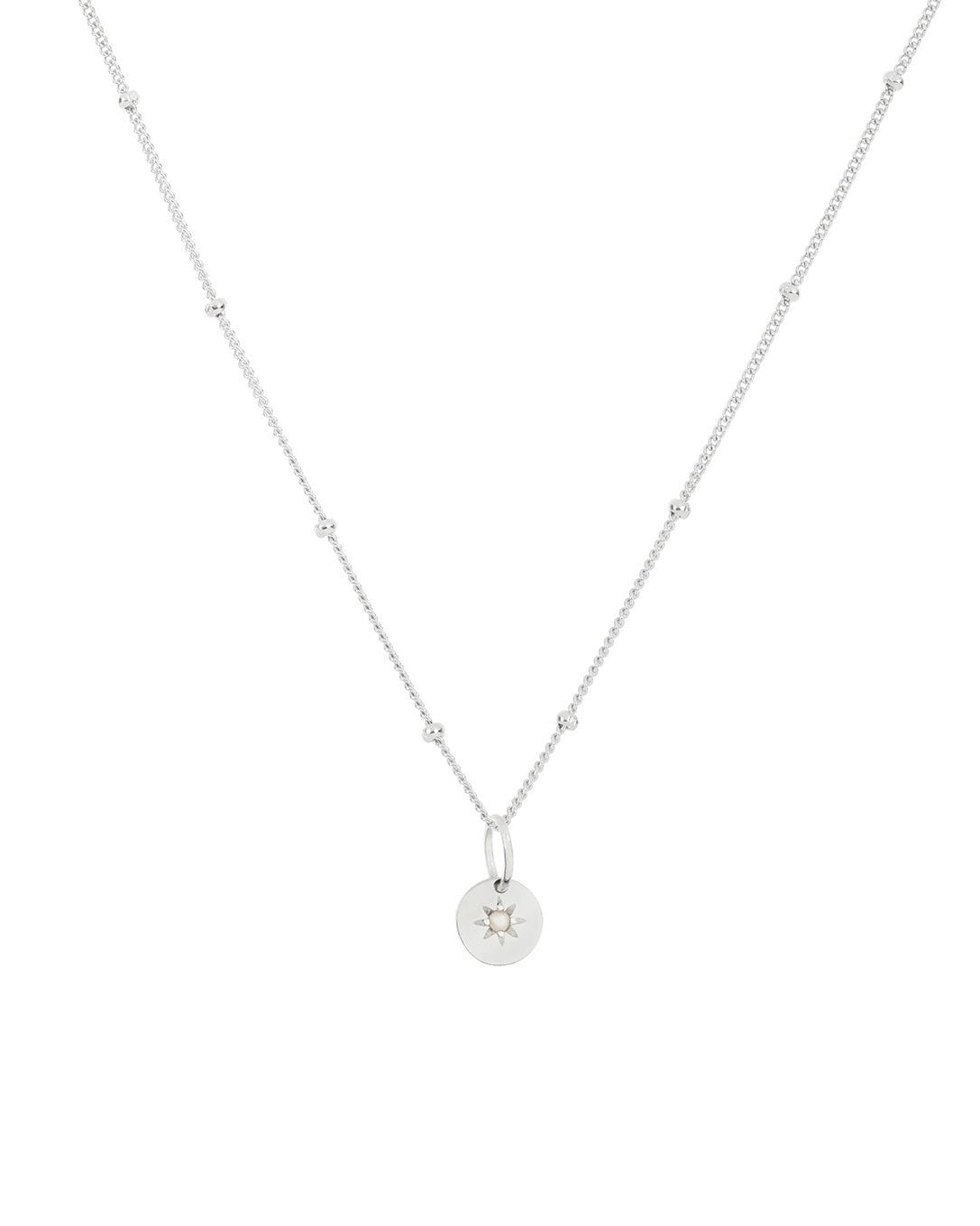 Vintage Pearl Necklace in sterling wilver wth ball chain necklace and a fine seed pearl set within a small silver pendant