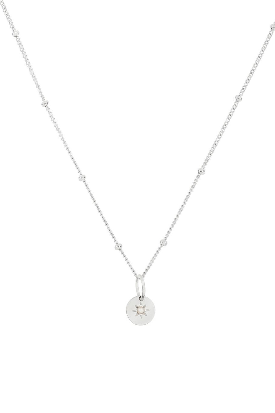 Vintage Pearl Necklace in sterling wilver wth ball chain necklace and a fine seed pearl set within a small silver pendant