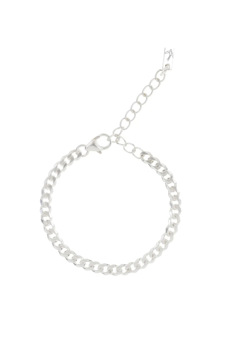 A polished silver anklet featuring a delicate chain design, displayed on a white background to highlight its craftsmanship.