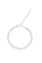 A polished silver anklet featuring a delicate chain design, displayed on a white background to highlight its craftsmanship.