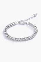 A minimalist silver bracelet displayed on a white background, designed for everyday wear and effortless elegance.