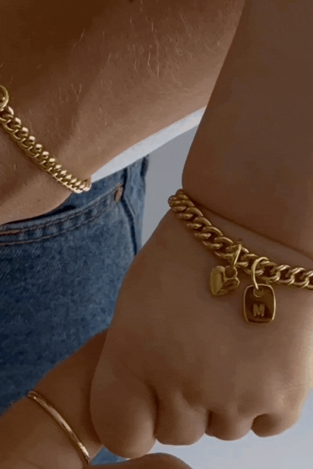 Bluebird Co's sweetheart cuban link necklace with mum and daughter matching. 