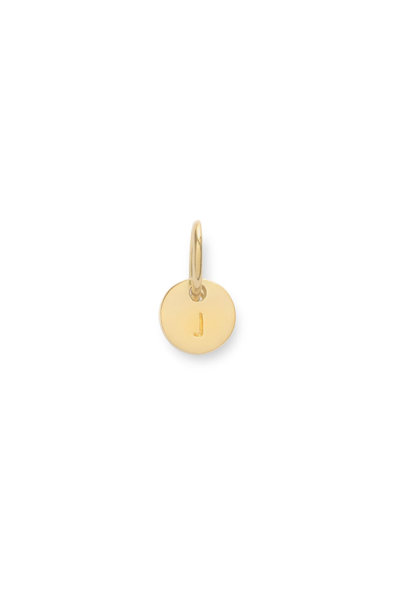 A classic round Petite Gold Vermeil Initial Pendant from Bluebird Jewellery, personalised with your chosen letter and designed to be worn elegantly on any necklace, bracelet, or anklet chain.