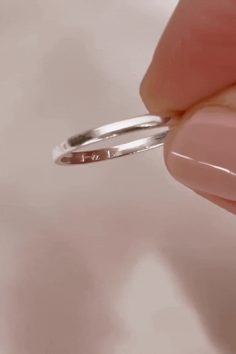 Bluebird Co's signature ring in silver with engraving. 