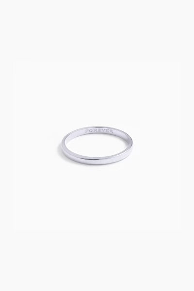 A simple, sleek solid 925 sterling silver ring with a 2mm width band, shown against a white background.