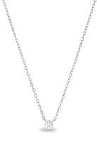 A fine silver cable chain with a cubic zirconia set within the chain.