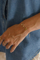 The Bluebird Jewellery Solid Gold Bracelet with initial pendants, a refined and timeless personalised gold bracelet that pairs effortlessly with any occasion.