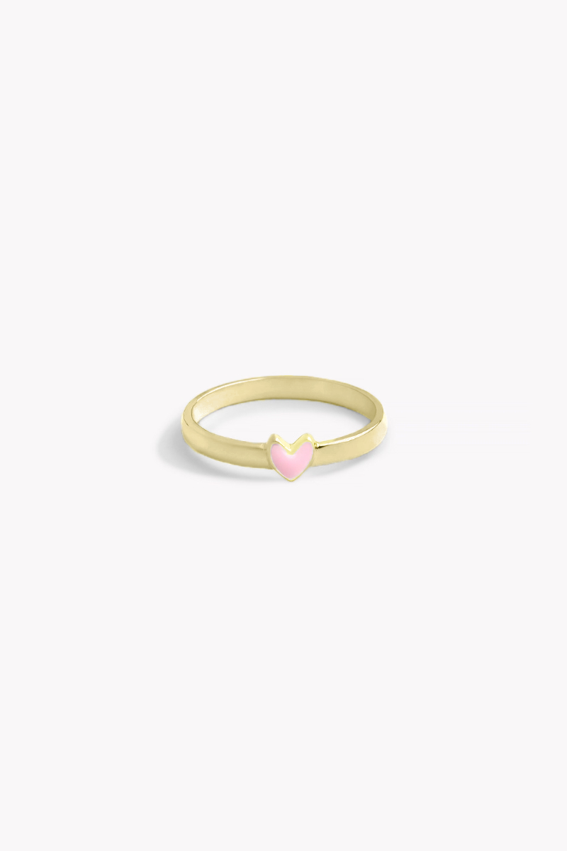Darling Ring Gold with pink enamel centre, designed for everyday wear and gifting.