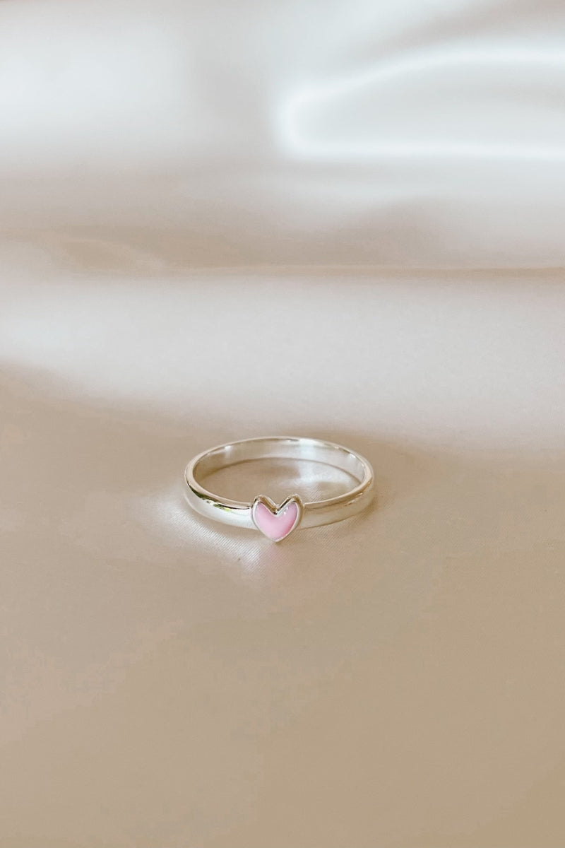 Darling Ring Silver showcasing heart detail, dainty personalised jewellery