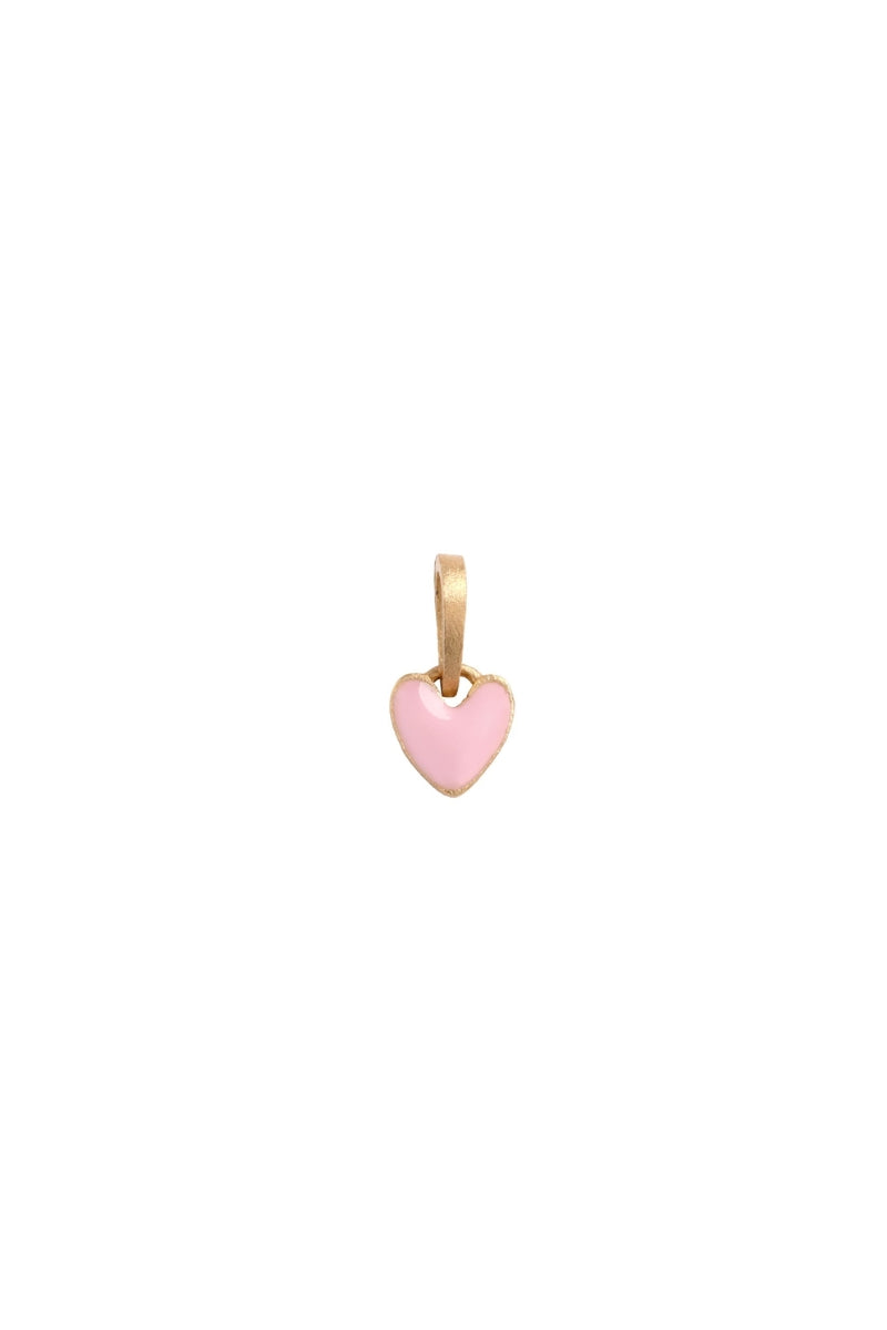 9ct Gold heart-shaped pendant with pink enamel, designed to pair with personalised engraved charms. 