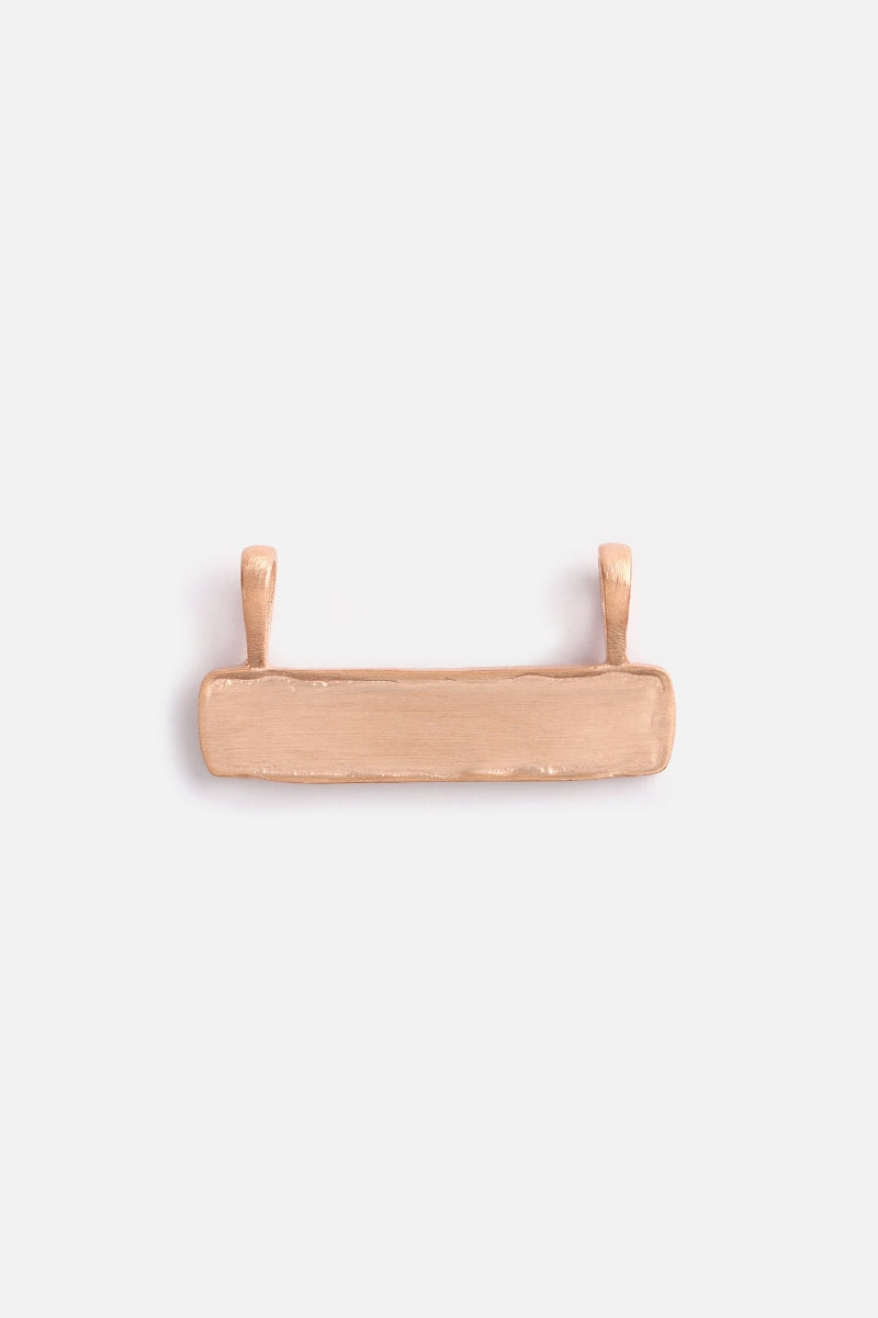 Signature Bar Necklace pendant in solid rose gold. Front view of blank bar ready for custom engraving.