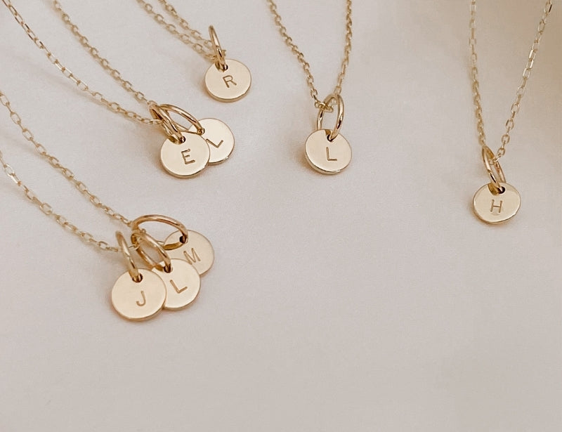 Solid 14ct Necklace chains each with solid 9ct gold Initial Pendants