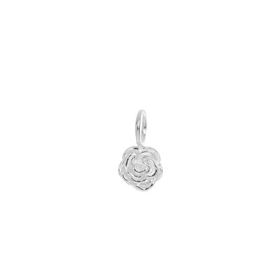 A clear product image of sterling silver blossom pendant.