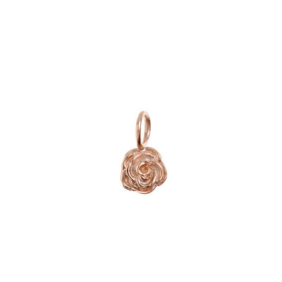 A clear product image of a blossom pendant in rose gold vermeil. It is shaped as a rose. 