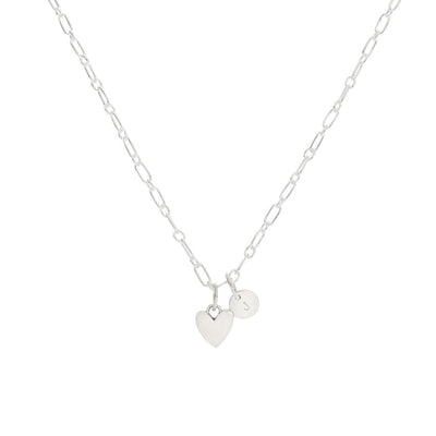 Sweetheart necklace with regular sweetheart pendant and initial pendant.