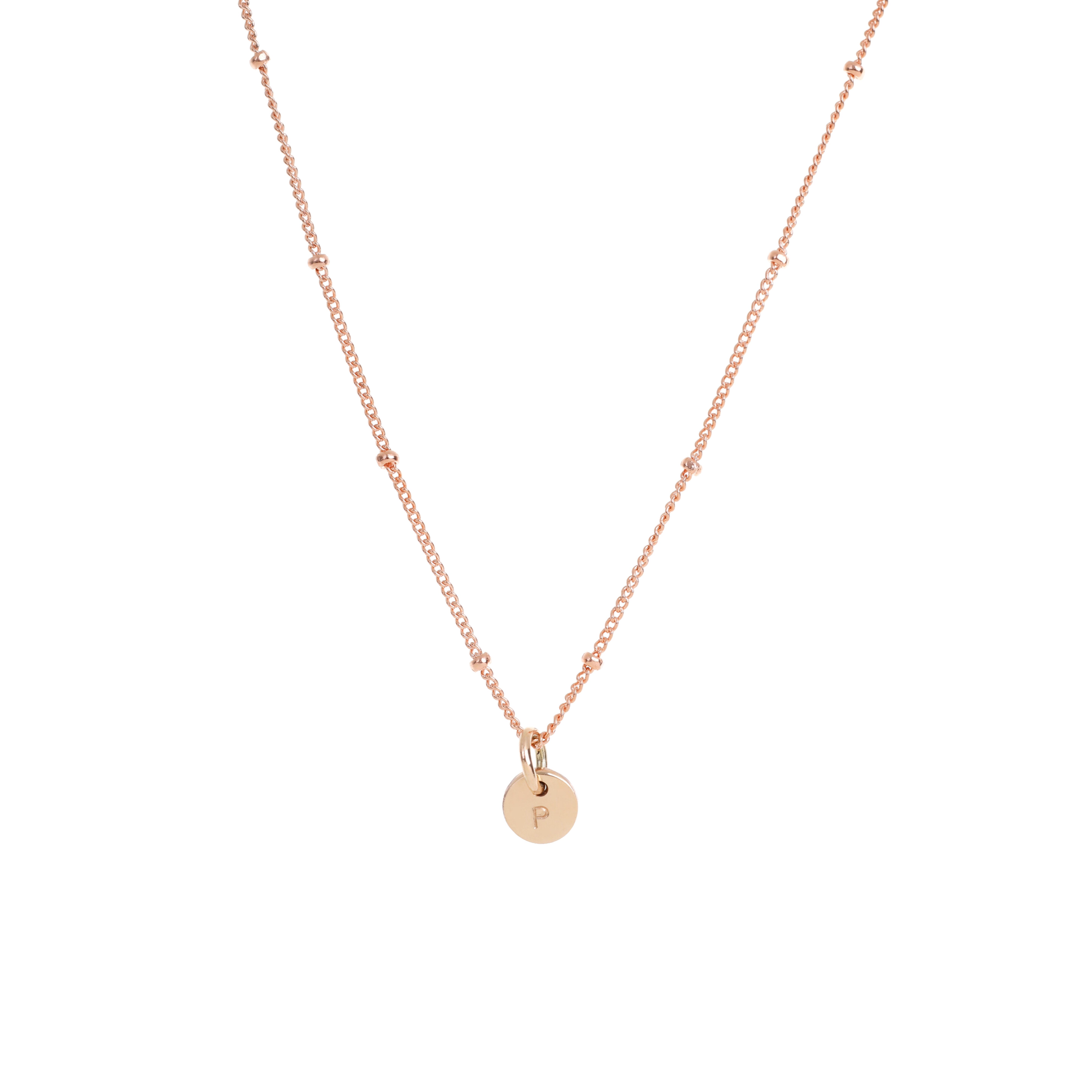 Rose Gold Ball chain necklace with a solid 9ct rose gold Petite Initial Pendant